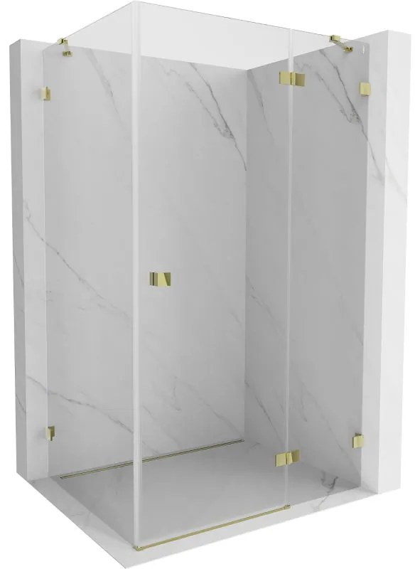 Mexen Lunar, pravostranný výklopný sprchový kút 95 x 90 cm, 8mm číre sklo, zlatý profil, 834-095-090-50-00-P