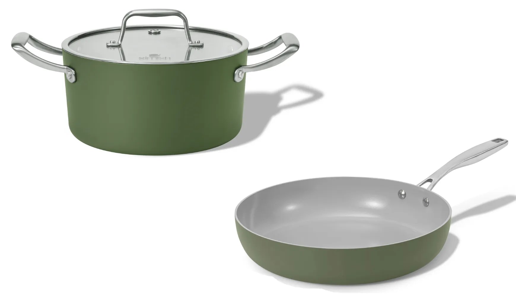 Elmich Sada keramického riadu Vital 2 ks, 1 hrniec a 1 panvica, olivovo zelená