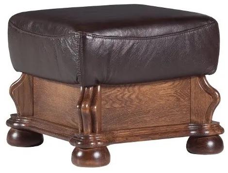 Kožená taburetka Cezar - drevo D3 / tmavohnedá (DTS53)