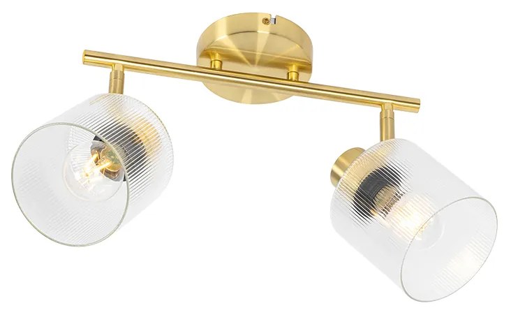 Stropné bodové svetlo zlaté so sklom 2-žiarovkové nastaviteľné - Laura