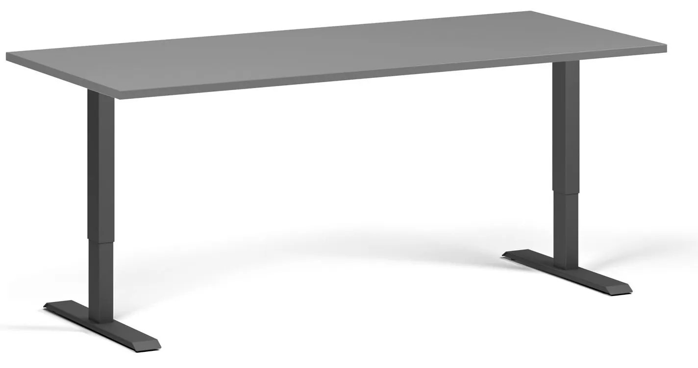Výškovo nastaviteľný stôl, 180x80 cm, 1 motor, čierna podnož, grafit