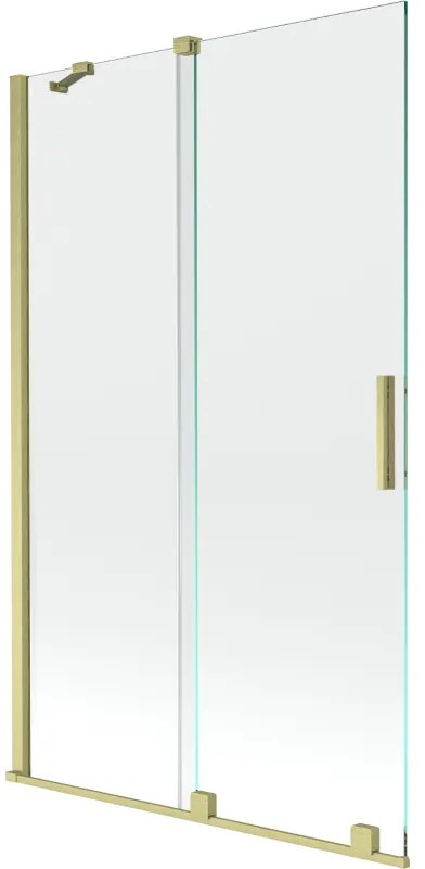 Mexen Velar, 2-krídlová posuvná vaňová zástena 110 x 150 cm, 8mm číre sklo, zlatý matný profil, 896-110-000-01-55