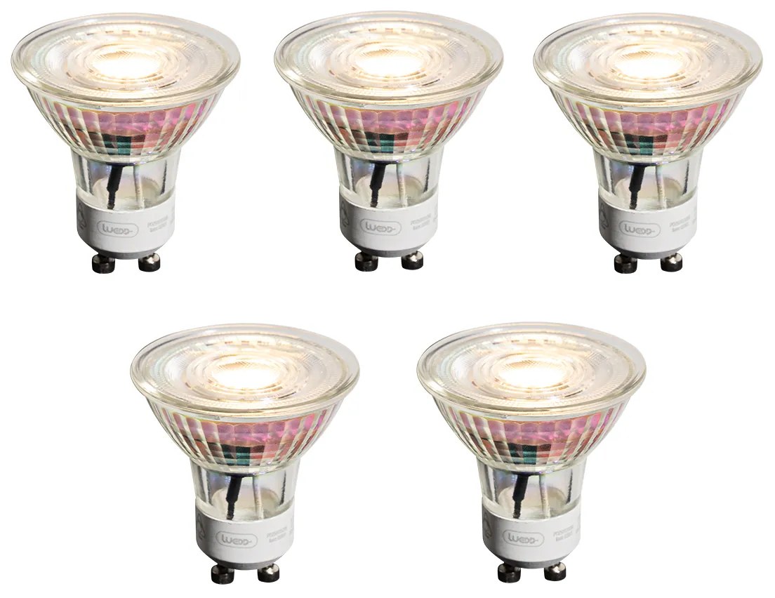 Sada 5 stmievateľných LED žiaroviek GU10 50 mm číra 4,9 W 450 lm 2700 K