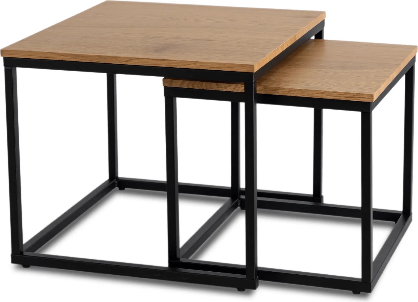 PROXIMA.store - Loftový set konferenčných stolíkov TEVET FARBA: dub, FARBA NÔH: čierna