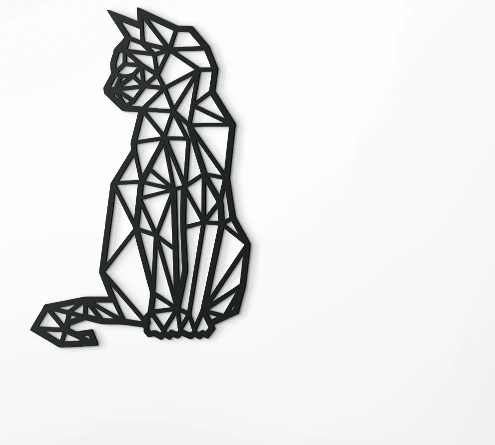 drevko Nálepka na stenu Polygonálna mačka Rozmer obrazu: 44,5 x 28,5 cm, Farba dekorácie: Čierna