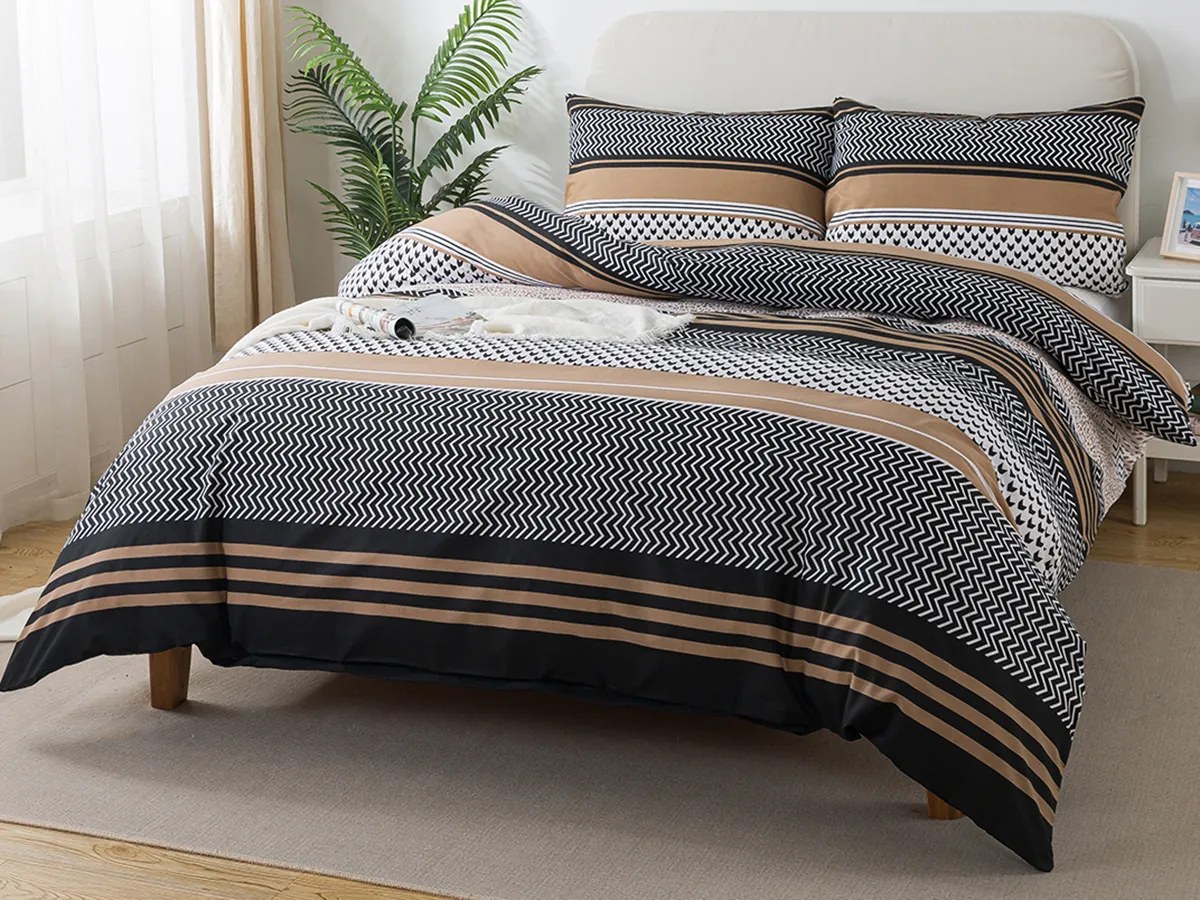 XPOSE® Bavlnené obliečky ZIGO na dve postele - béžové