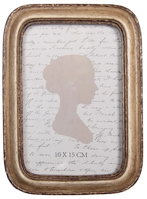 Béžový antik fotorámik s hnedou patinou - 14*2*19 cm / 10*15 cm