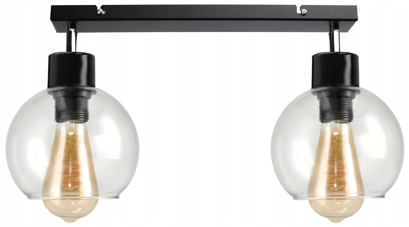 BERGE Nastaviteľné stropné svietidlo LED 2xE27 priehľadná guľa