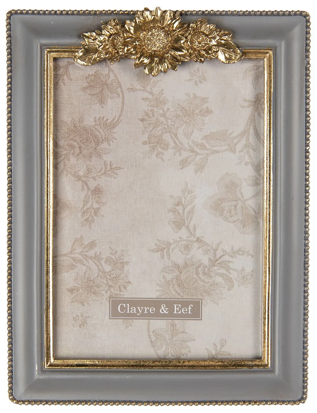 Sivý fotorámik so zlatými kvetmi - 17 * 2 * 22 cm / 13 * 18 cm