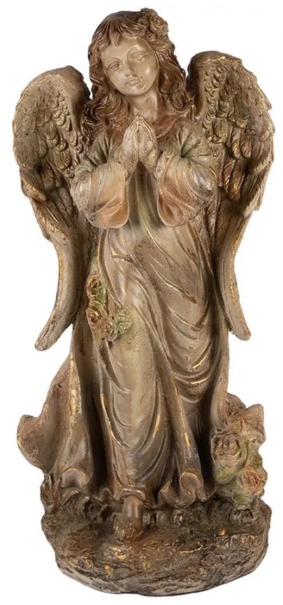 Béžová antik dekorácia socha anjel Angel Vintage - 38*27*79 cm