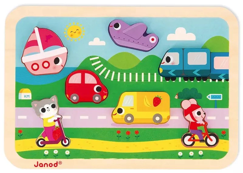 Drevené vkladacie puzzle 3D - Dopravné prostriedky