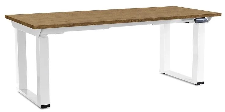 Výškovo nastaviteľný stôl OfficeTech Strong 180 x 80 cm, biela podnož, dub kamenný