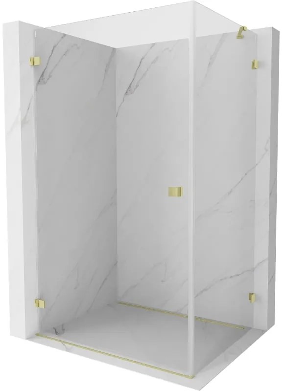 Mexen Lunar-B, výklopný sprchový kút ľavý 85 x 70 cm, 8mm číre sklo, zlatý kartáčovaný - 832-085-070-55-00-L