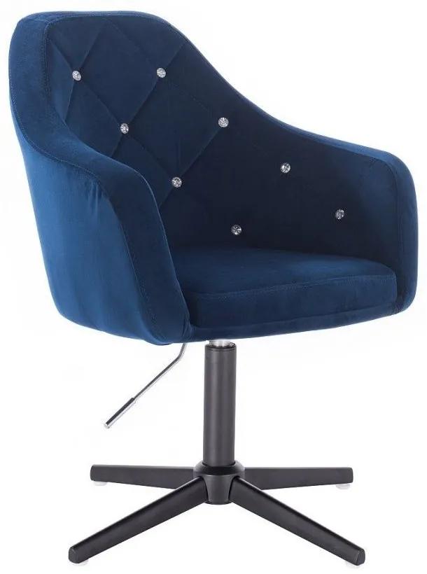 LuxuryForm DESIGN Kreslo ROMA VELUR na čiernom kríži - modré