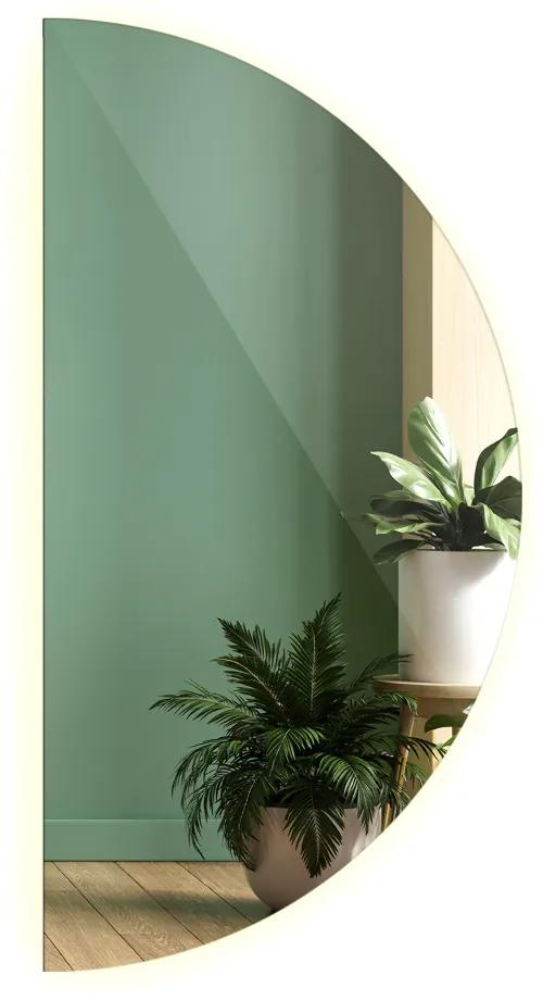Polkruhové zrkadlo bez rámu s led 30x60 cm Teplé svetlo (3000K)