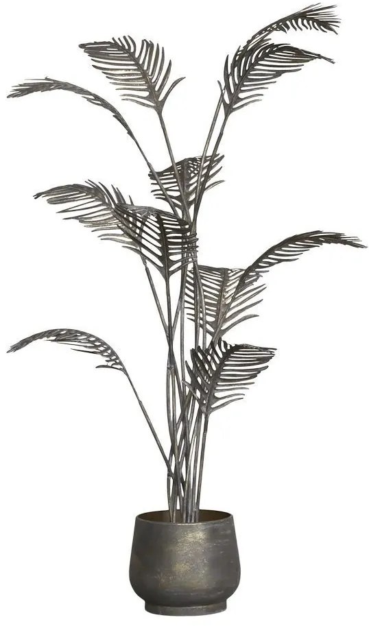 Mosadzná antik kovová dekorácia kvetina v kvetináči - 53*94 cm