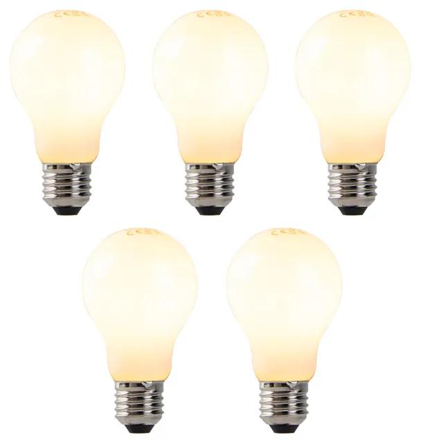 Sada 5 stmievateľných LED žiaroviek s opálovým sklom E27 7W 806 lm 2200K