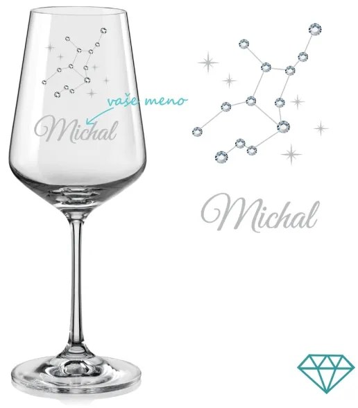 Pohár na víno súhvezdia Panny s kryštálmi