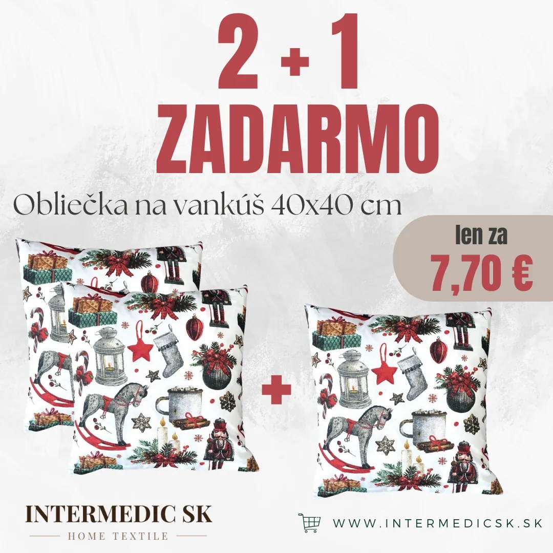 INTERMEDIC SK Obliečka na vankúš Luskáčik 40×40 cm – 100% bavlna, zimný motív