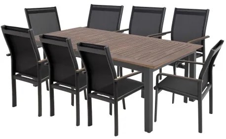 Doppler EXPERT WOOD Plus - záhradná hliníková sedacia súprava 8+1