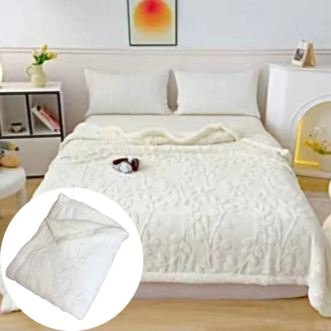 Deka Flower luxury baranková z mikroplyšu biela 150x200cm TiaHome