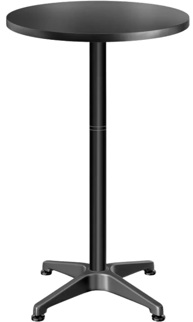 Casaria Výškovo nastaviteľný hliníkový barový stôl NERO, Ø60cm, čierna
