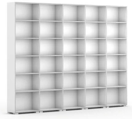 Knižnica SILVER LINE, 5 stĺpcov, 2230 x 3000 x 400 mm, biela