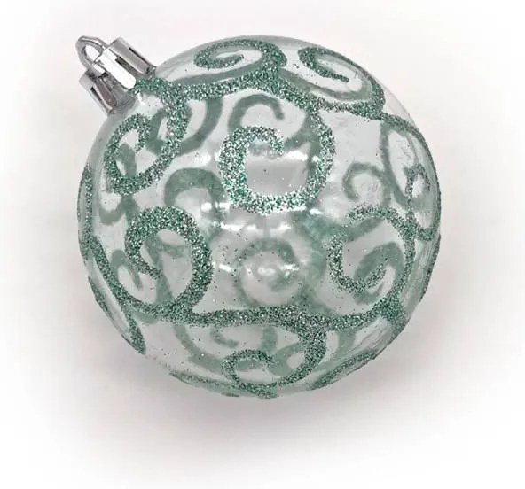 DECOLED Plastové ozdoby, d. 7 cm, 18 ks, tyrkysová