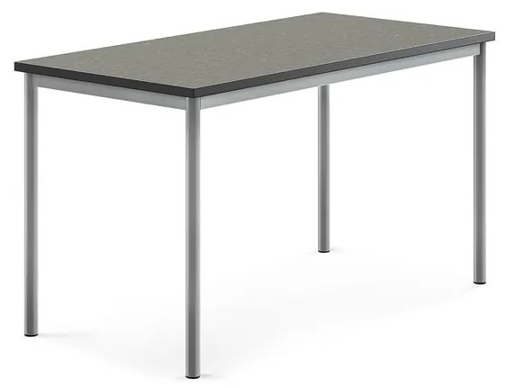 Stôl SONITUS, 1400x700x760 mm, linoleum - tmavošedá, strieborná