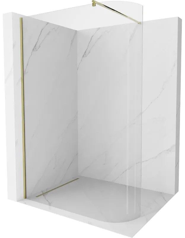 Mexen Kioto, zaoblená sprchová zástena 150 x 200 cm, 8mm číre sklo, zlatý profil, 800-150-101-50-06