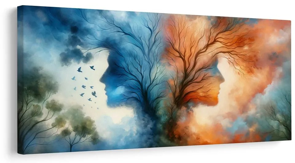 Obraz tváre v korunách stromov