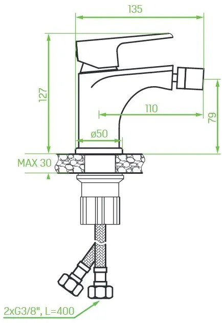 Laveo Largo, bidetová batéria, chrómová-biela, LAV-BAH_632D
