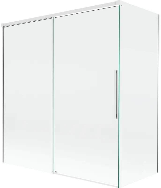 Mexen Rox, 2-krídlová posuvná vaňová zástena 150 + 70 x 150 cm, 8mm číre sklo, biely profil, 8C9-150-070-20-00