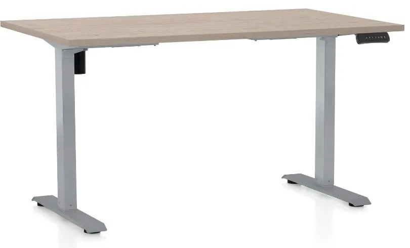 Výškovo nastaviteľný stôl OfficeTech B, 120 x 80 cm, sivá podnož, dub