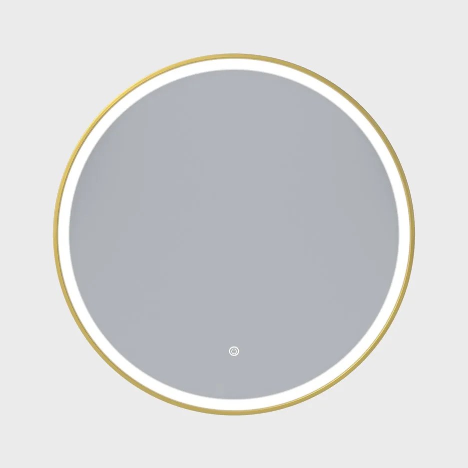 Erga Olivia, okrúhle LED zrkadlo 80cm, zlatý kovový rám, 1840 lm, 6500K, predné osvetlenie, ERG-V01-202-8080-GD
