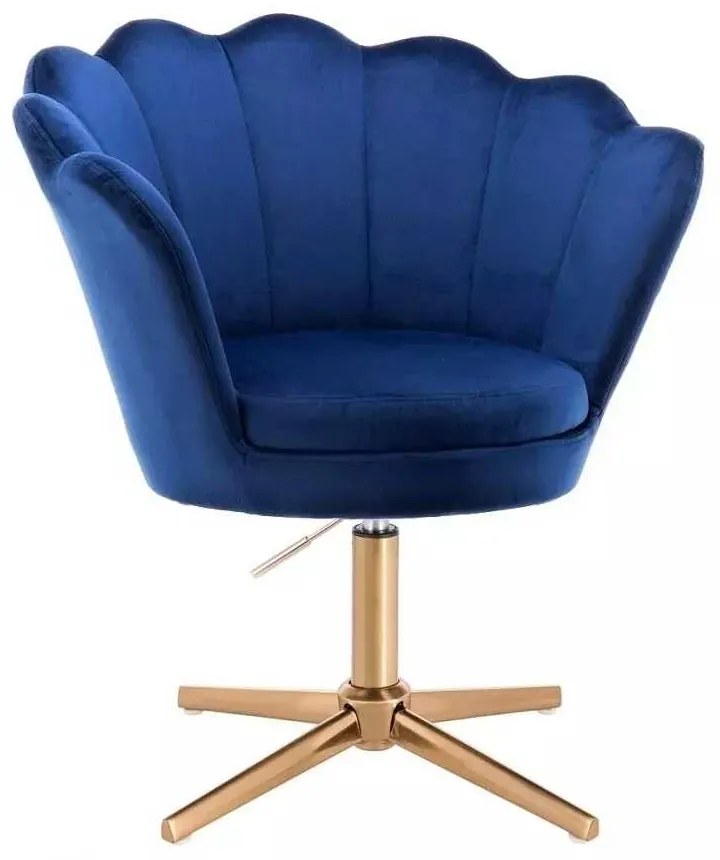 LuxuryForm DESIGN Kreslo FREY VELUR na zlatom kríži - modré