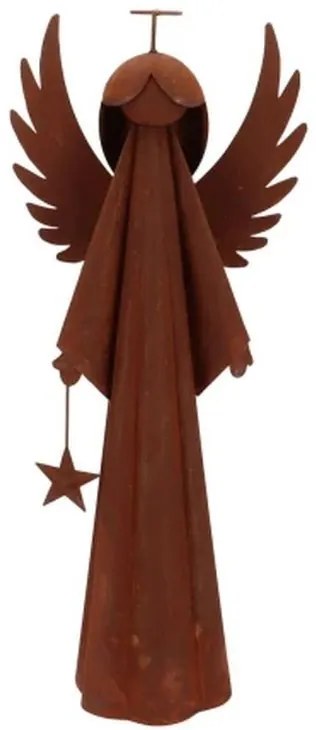 Hrdzavý antik plechový anjel s hviezdičkou Rusty Angel - 16*9*38 cm