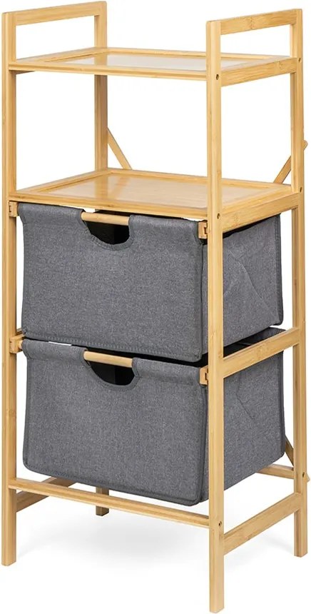 Noela Bambusový regál s 2 látkovými šuplíkmi BASKET URBAN šedý