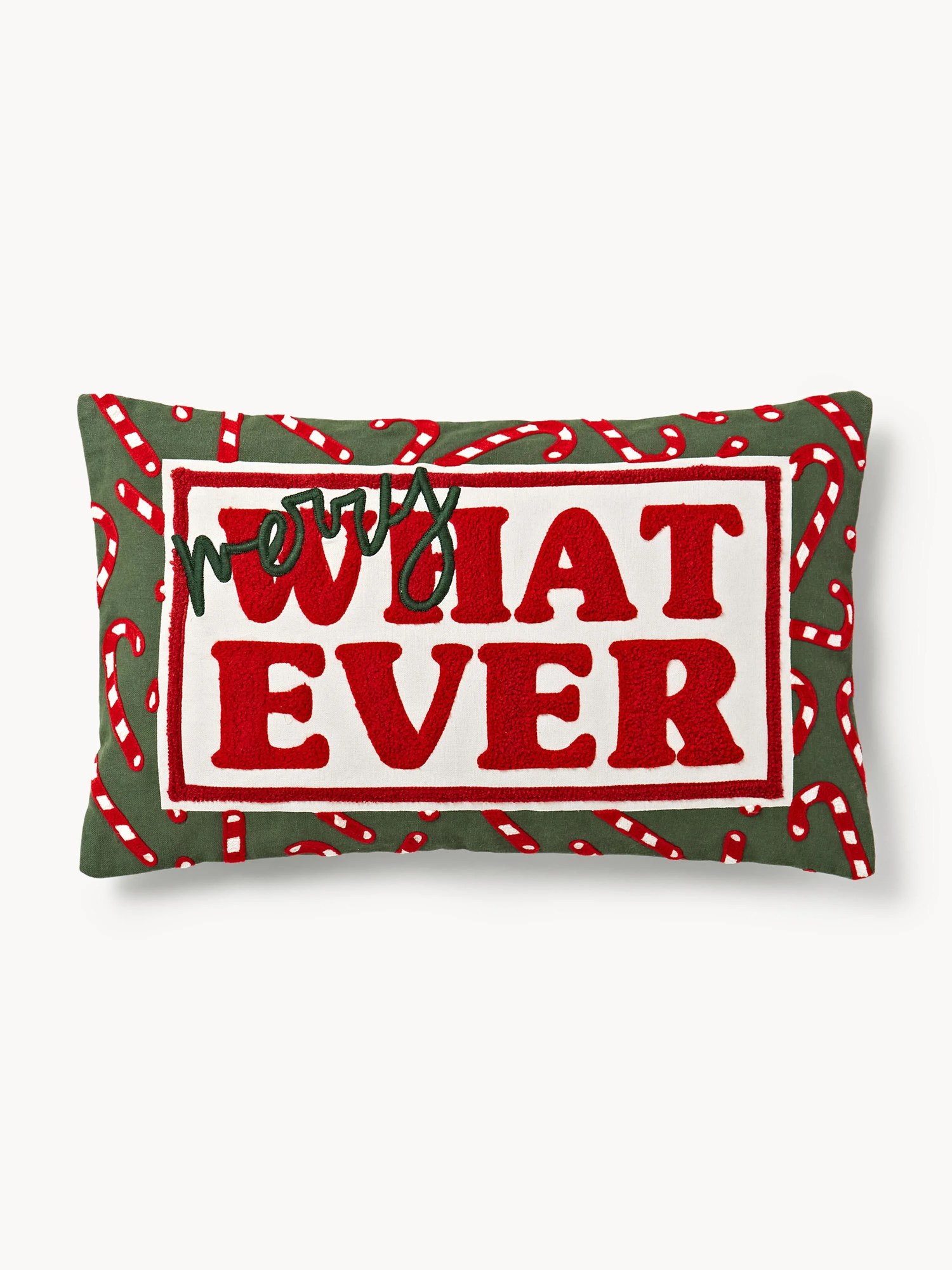 Poťah na vankúš s vyšívaným nápisom Whatever