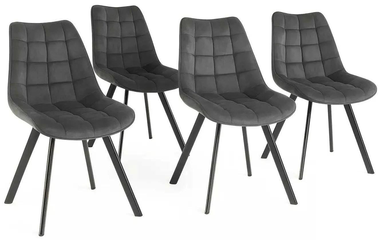 LuxuryForm DESIGN Stolička ORLEN VELUR - tmavo šedá - SET 4 ks