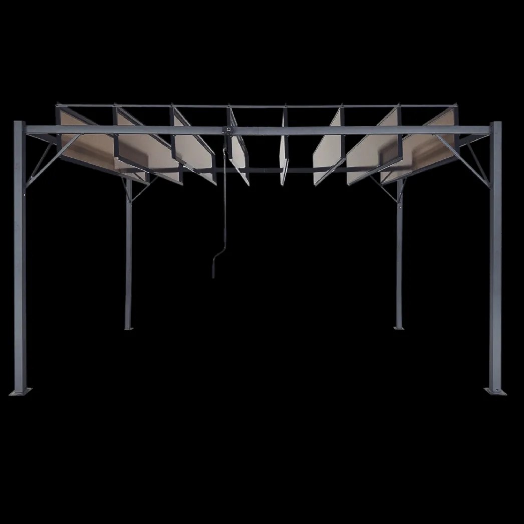 Garden Line ZÁHRADNÁ PERGOLA S POHYBLIVÝMI POLYKARBONÁTOVÝMI LAMELAMI 3 x 4 M HNEDÁ *4023