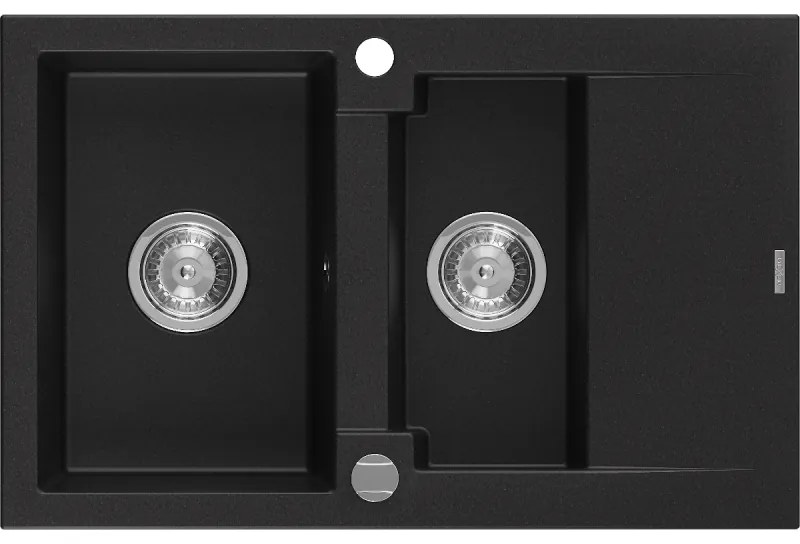 Mexen Gaspar - drez granitový 73,7x47,5cm, 1,5-komorový, čierna, 6507731505-77