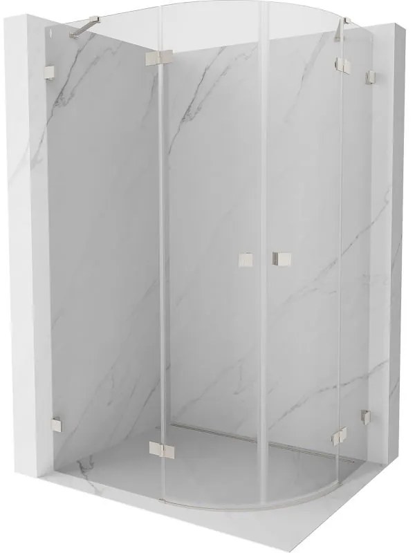 Mexen Lunar, polkruhový sprchový kút naklápací doľava 80 x 70 cm, 8mm číre sklo, oceľový profil, 833-080L-070P-97-00