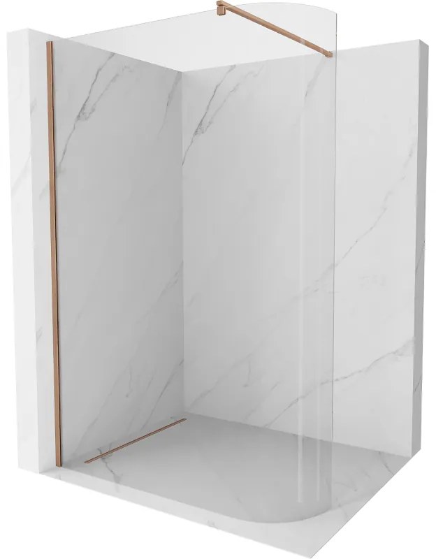 Mexen Kioto, sprchová zástena Walk-In 80 x 200 cm, 8mm číre sklo, medený matný profil, 800-080-101-65-06