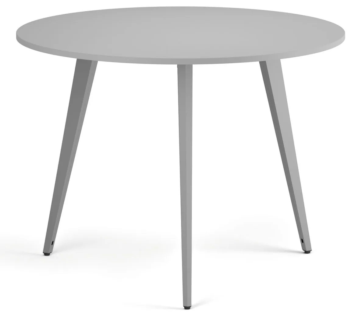 Konferenčný stôl PRIMO VIBE, priemer 100 cm, sivostrieborná podnož, sivá