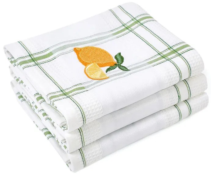 Súprava vaflových utierok CITRÓN biele 45 x 70 cm 3 ks