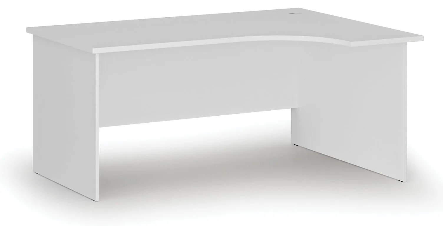 Rohový kancelársky písací stôl PRIMO WHITE, 160x120 cm, pravý, biela