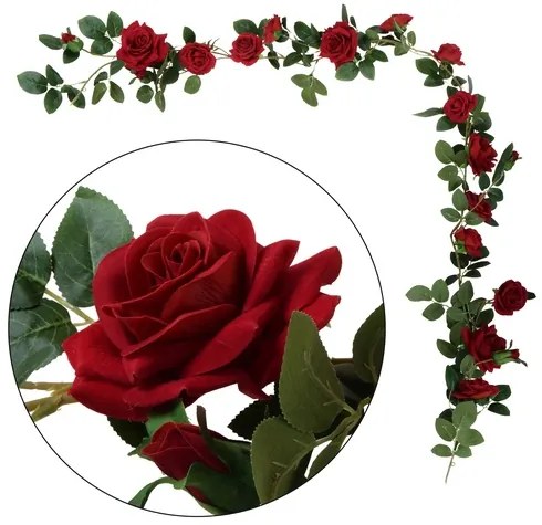 Ruža girlanda 180cm červená