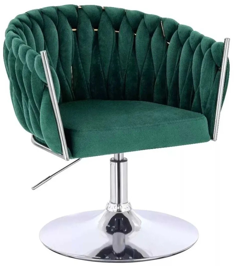 LuxuryForm DESIGN Stolička NORDEN VELUR na striebornom tanieri - zelená