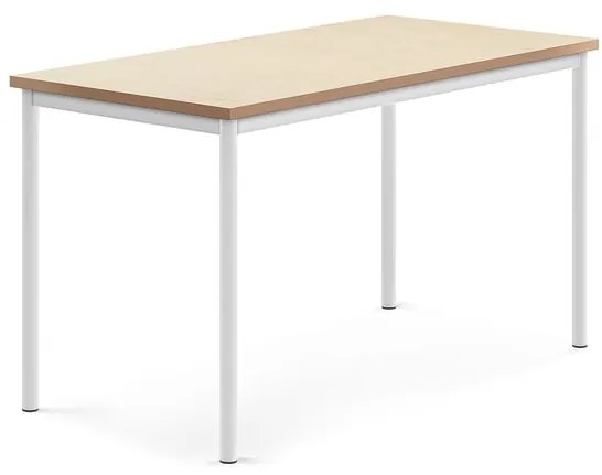 Stôl SONITUS, 1400x700x760 mm, linoleum - béžová, biela